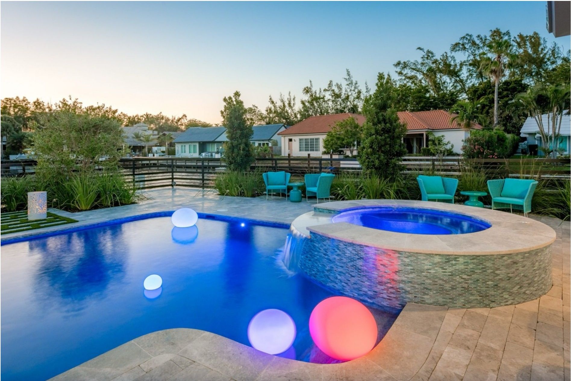 Waterfront pool at dusk - Dawn Elise Hamilton